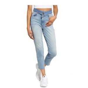 Alicia Foldover Waist Crop Mom Jeans
